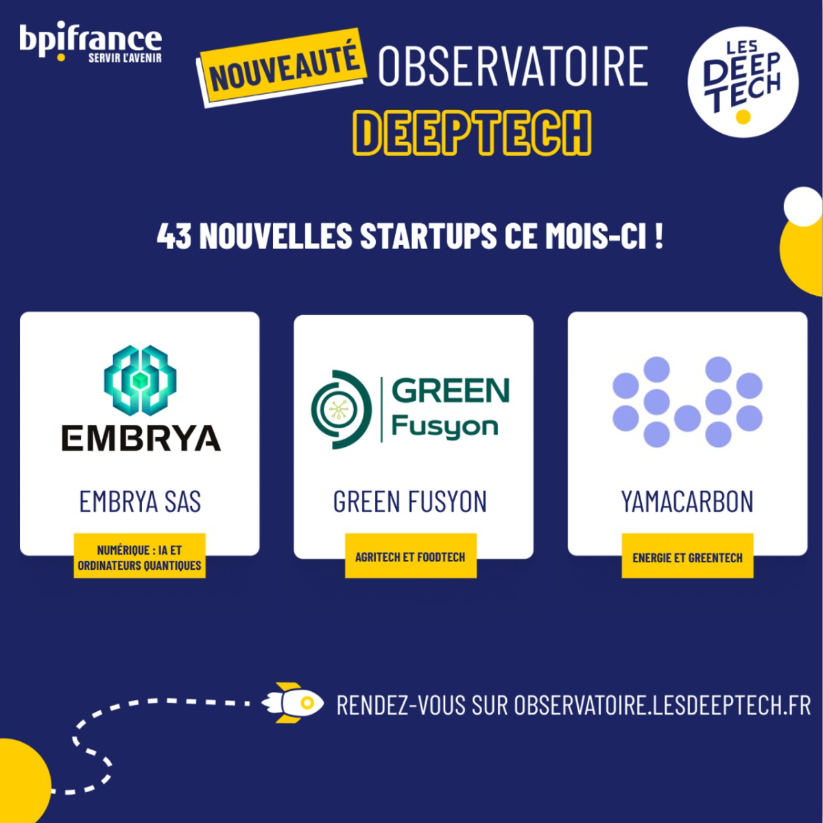 Elles sont 43 nouvelles startups à rejoindre l’Observatoire deeptech !